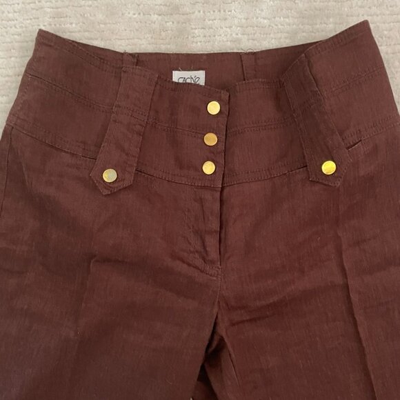 Cache Womens Linen Blend Brown Pants Size 2 - Picture 2 of 14